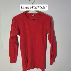 Vintage 80s J.E. Morgan’s Long Johns Thermal Waffle Knit Red Large L/S Shirt USA